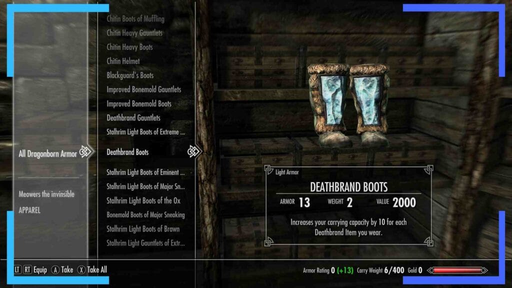 Сапоги Deathbrand из Скайрима.