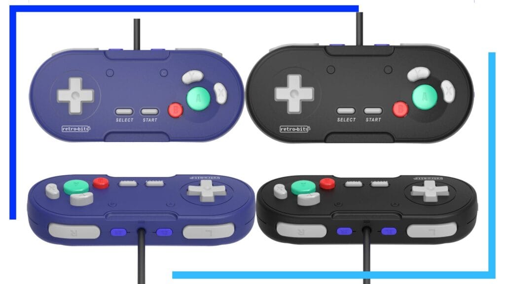 Проводной контроллер GameCube Retro-Bit с разных ракурсов.
