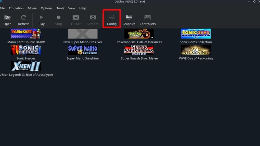 Интерфейс Dolphin с полем, показывающим, куда нажимать.