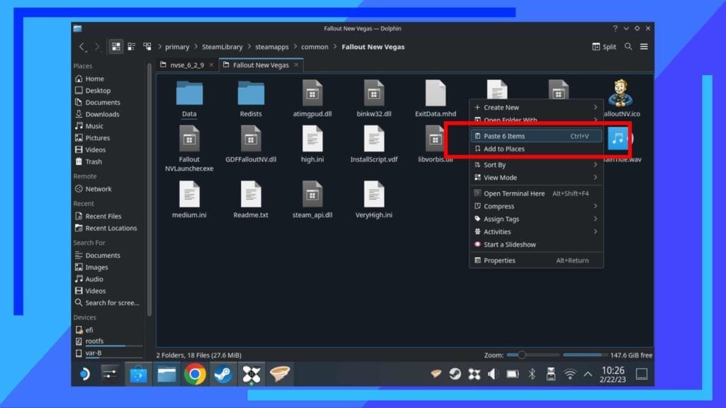 Снимок экрана из Steam Deck с красной рамкой, показывающей, где находится функция вставки.