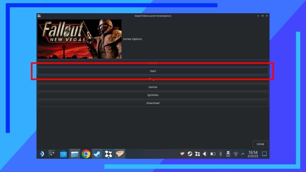 Скриншот SteamTinkerLaunch с красной рамкой на кнопке установки.