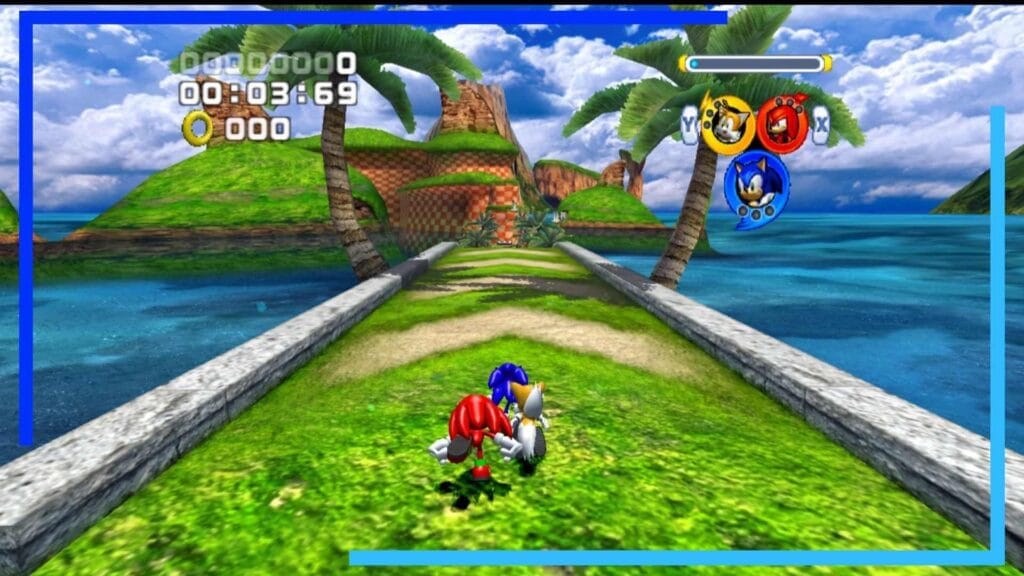 Скриншот игры Sonic Heroes для GameCube, работающей в Dolphin для Steam Deck.