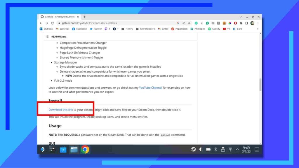 Снимок экрана веб-сайта CryoUtilities GitHub с полем, показывающим, куда нажать, чтобы загрузить его.